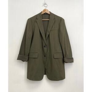 Theory Linen-Blend Rolled Sleeve Eco Crunch Wash Boyfriend Blazer Jacket Size 4
